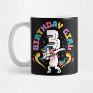 Dabbing Unicorn Birthday Girl 3 Year Old Mug